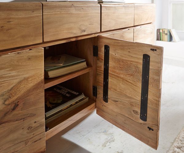 Komoda Live Edge 172 cm akácie přírodní 4 dvířka 4 zásuvky - Image 2
