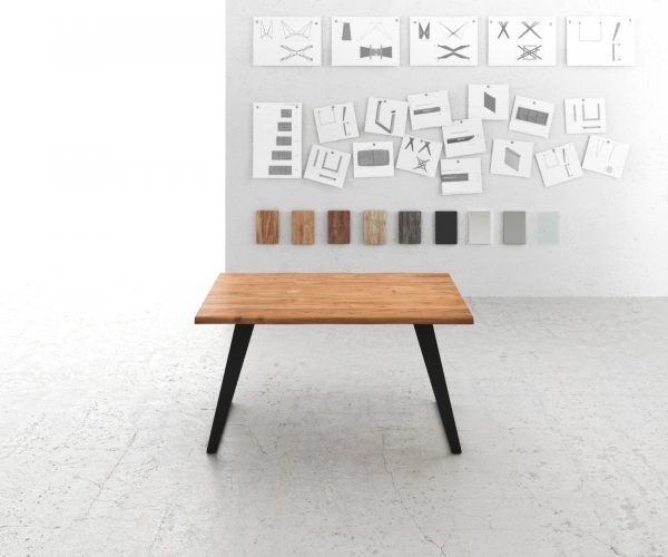 Jídelní stůl Edge 140x90 akácie přírodní kov šikmá podnož - Image 2