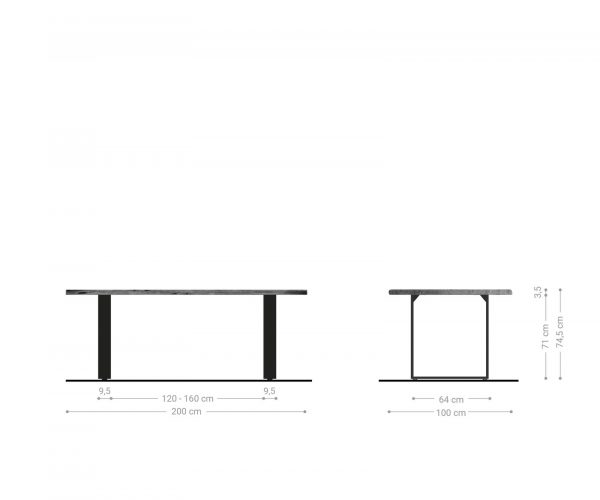 Jídelní stůl Edge 200x100 přírodní akácie nerezová ocel úzká podnož - Image 7