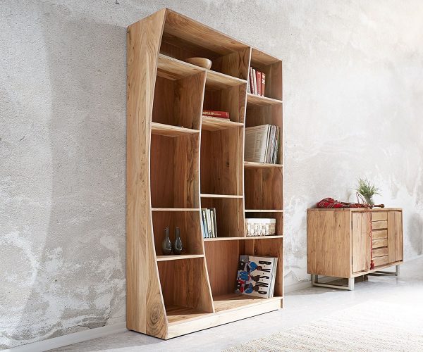 Sada 2 volně stojících knihoven Live Edge 242 cm přírodní akácie - Image 4