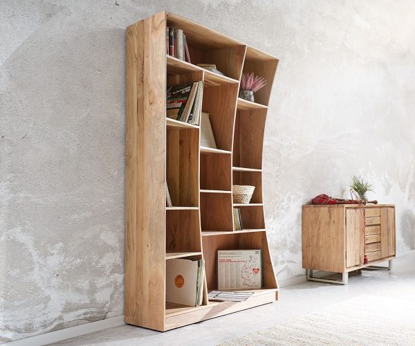Sada 2 volně stojících knihoven Live Edge 242 cm přírodní akácie - Image 5
