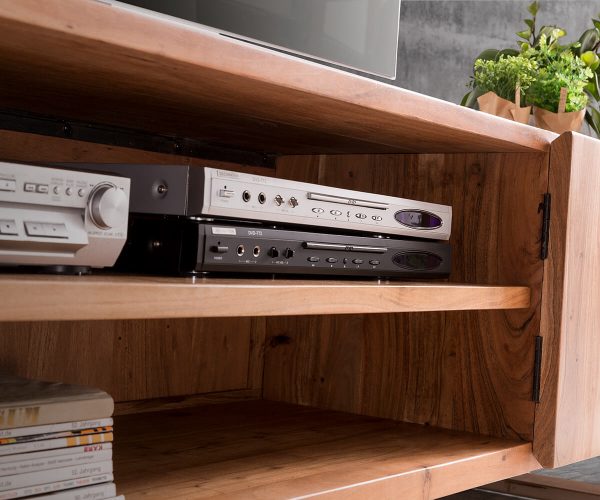 TV stolek Live Edge 300 cm přírodní akácie 4 dvířka 2 přihrádky - Image 4