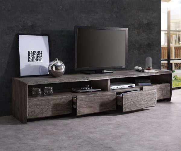 TV stolek Live Edge 230 cm akácie platina 4 zásuvky - Image 2