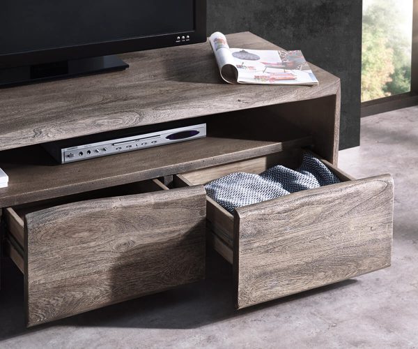 TV stolek Live Edge 230 cm akácie platina 4 zásuvky - Image 5