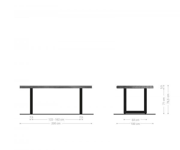 Jídelní stůl Edge 200x100 XL akácie platina nerezová ocel široká podnož - Image 6