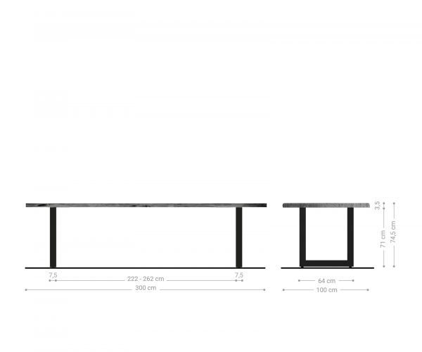 Jídelní stůl Edge 300x100 akácie hnědá nerezová ocel široká podnož - Image 6