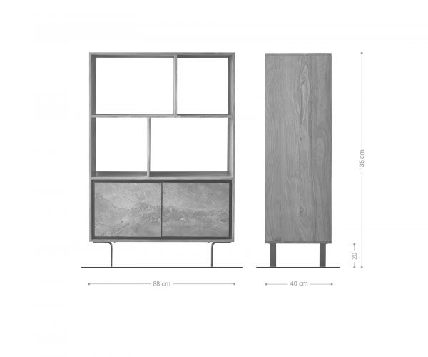 Skříň Juwelo 88x135 cm přírodní akácie s kamennou dýhou - Image 9