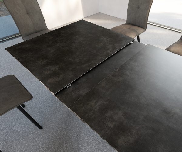 Jídelní stůl Davion 160/200x90 cm keramická šedá kovová rozkládací - Image 3