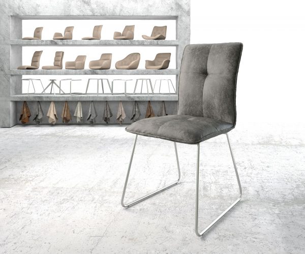 Jídelní židle Maddy-Flex Grey Antique Stainless Steel Skid Frame