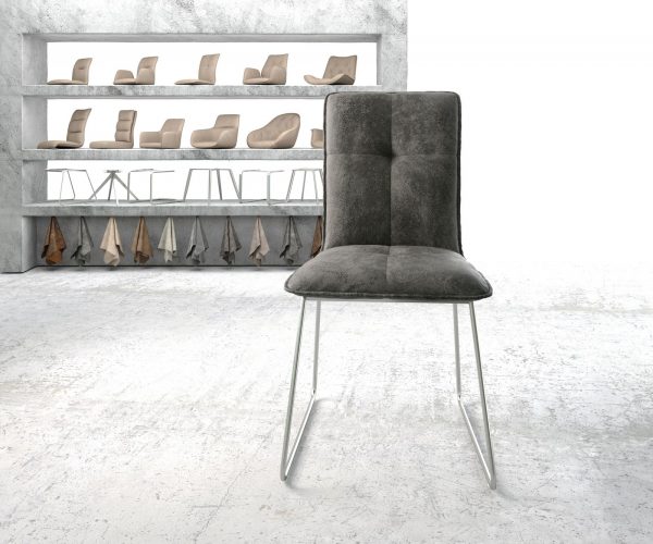 Jídelní židle Maddy-Flex Grey Antique Stainless Steel Skid Frame - Image 2