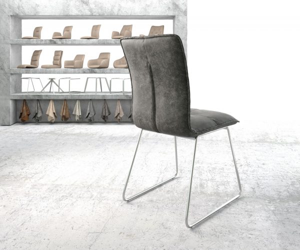 Jídelní židle Maddy-Flex Grey Antique Stainless Steel Skid Frame - Image 3