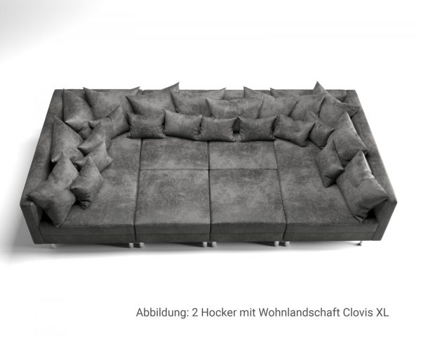 Taburet Clovis antracitová vintage Š98 x D83 modul microvelours - Image 9