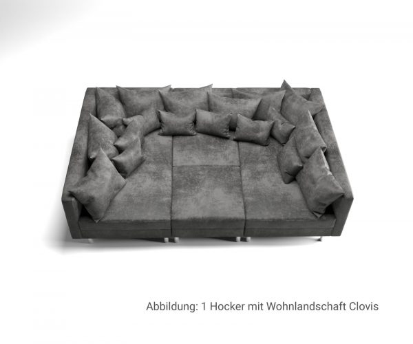 Taburet Clovis antracitová vintage Š98 x D83 modul microvelours - Image 8