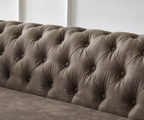Rohová pohovka Chesterfield 209x200 cm šedá prošívaná - Image 4