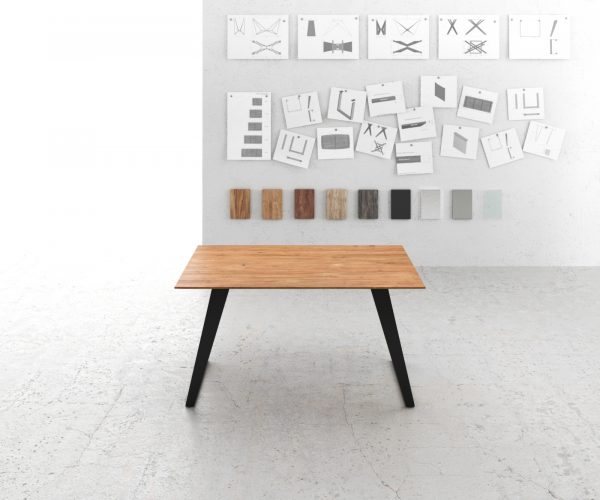Jídelní stůl Edge 140x90 akácie přírodní kov šikmá podnož švýcarská hrana - Image 2