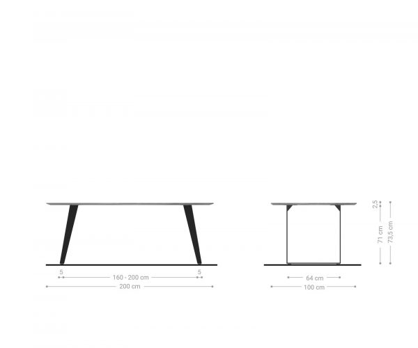 Jídelní stůl Edge 200x100 akácie přírodní nerezová ocel šikmá podnož švýcarská hrana - Image 6