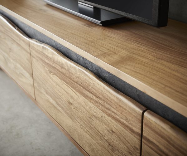 TV stolek Stonegrace 220x35 cm akácie přírodní 4 dvířka nepravidelná hrana - Image 4