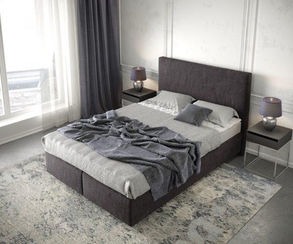 Boxspring postel Dream-Well 140x200 cm mikrovlákno černá s matrací a topperem - Image 4
