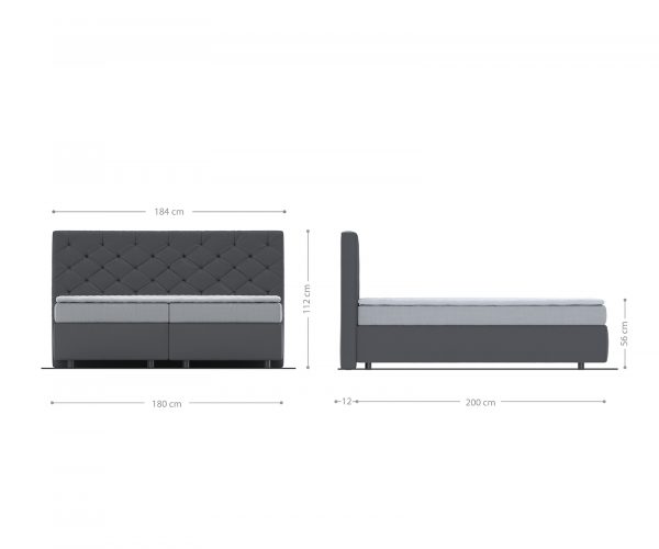 Boxspring postel Dream-Great 180x200 cm černá s matrací a topperem - Image 5