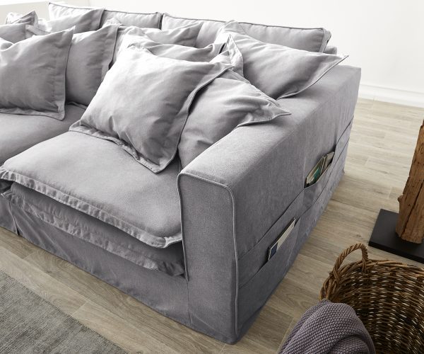 Pohovka Noelia 240x140 cm šedá s polštářem Bigsofa - Image 6