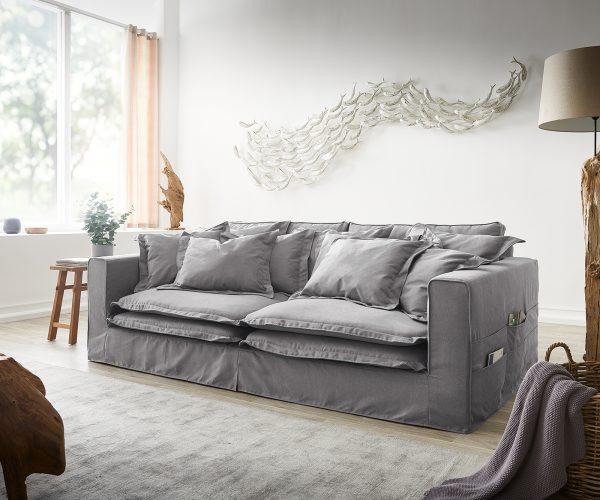 Pohovka Noelia 240x140 cm šedá s polštářem Bigsofa - Image 4