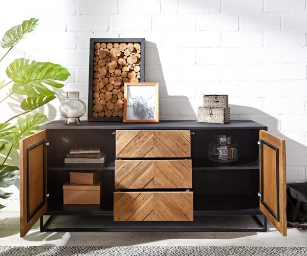 Komoda Famke 145 cm mango teak 2 dvířka 3 zásuvky - Image 4
