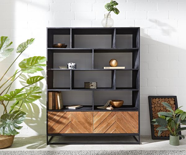 Skříň Famke 120 cm mango teak 10 přihrádek 2 dvířka - Image 2