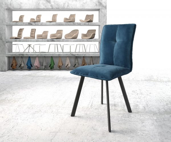 Jídelní židle Maddy-Flex Velvet Blue 4-nohá oválná černá