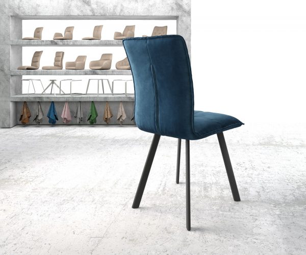 Jídelní židle Maddy-Flex Velvet Blue 4-nohá oválná černá - Image 3