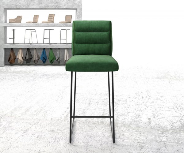 Barová židle Pela-Flex Velvet Green Kovový rám s ližinami - Image 2