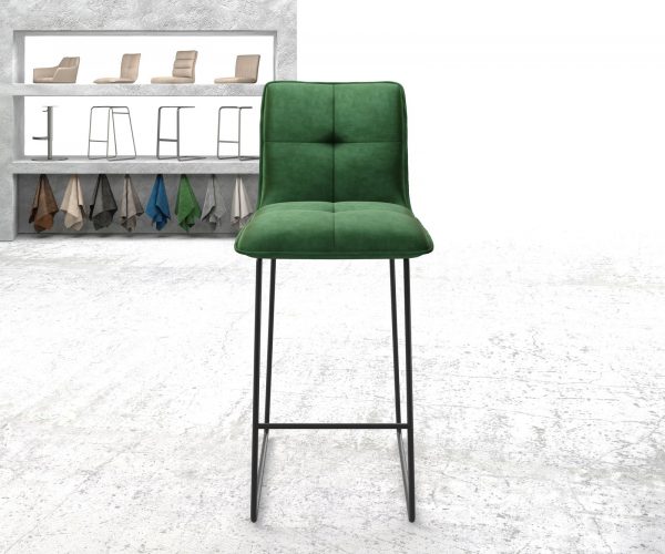 Barová židle Maddy-Flex Velvet Green Kovový rám s ližinami - Image 2