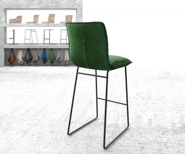 Barová židle Maddy-Flex Velvet Green Kovový rám s ližinami - Image 3