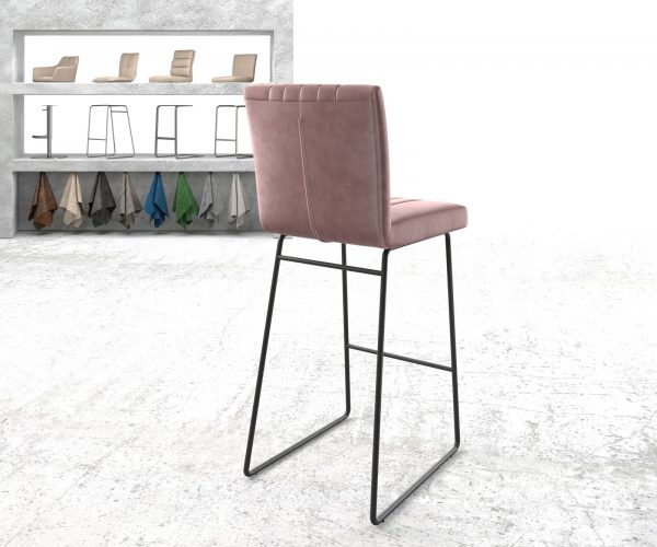 Barová židle Luiga-Flex Velvet Rosé Skid Kovový rám - Image 3