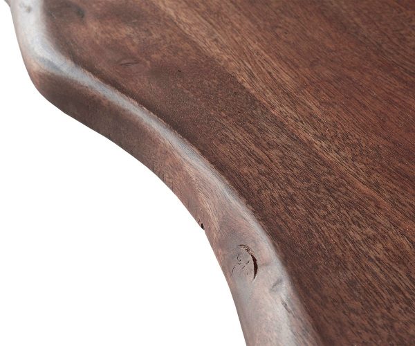 Jídelní stůl Edge 300x100cm XL akácie hnědá nerezová ocel stříbrná šikmá - Image 5