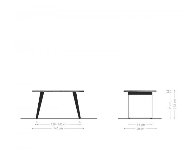 Jídelní stůl Edge 140x90cm akácie přírodní nerezová ocel stříbrná šikmá - Image 6