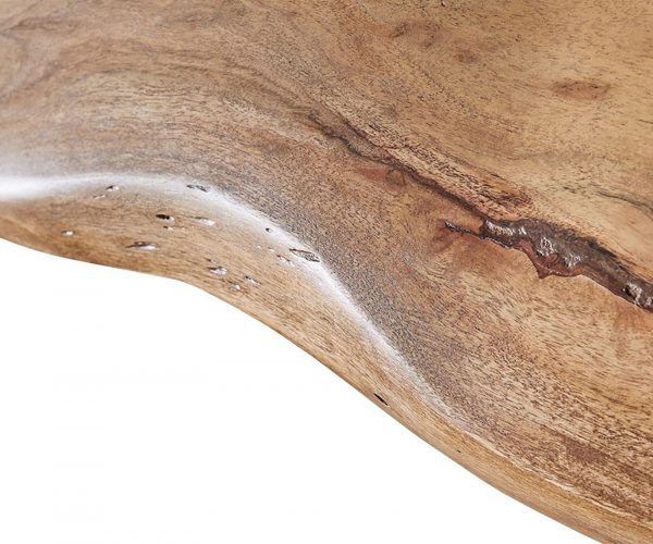 Jídelní stůl Edge 200x100cm akácie přírodní nerezová ocel stříbrná šikmá - Image 5