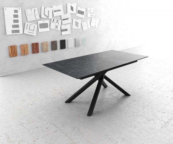 Jídelní stůl Edge 180-220x90cm Laminam® keramika šedá rozkládací křížová podnož černá - Image 2