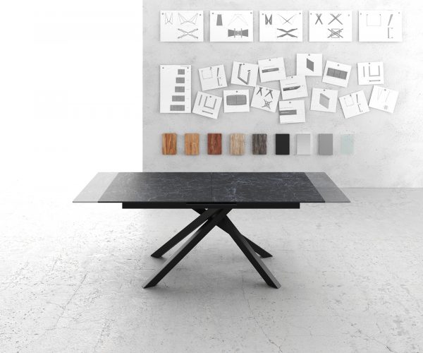 Jídelní stůl Edge 180-220x90cm Laminam® keramika šedá rozkládací křížová podnož černá - Image 6