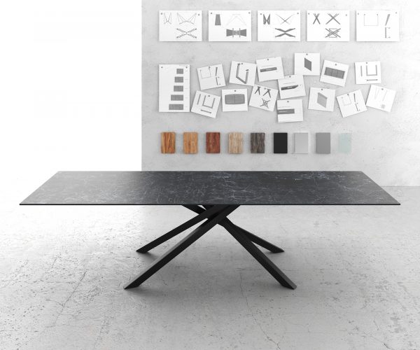Jídelní stůl Edge 300x100cm Laminam® keramika šedá křížová podnož černá - Image 2