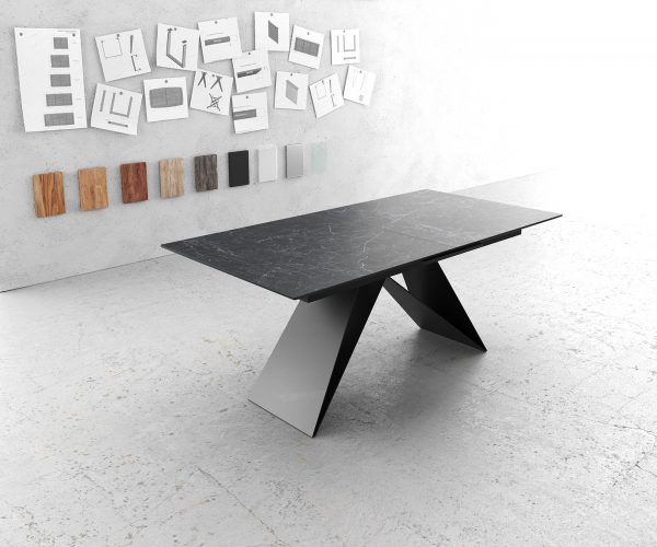 Jídelní stůl Edge 180-220x90cm Laminam® keramika šedá podnož ve tvaru "V"černá - Image 2