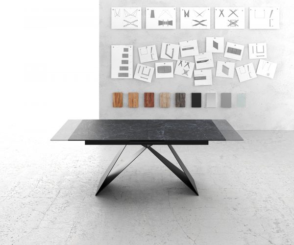 Jídelní stůl Edge 180-220x90cm Laminam® keramika šedá podnož ve tvaru "V"černá - Image 6