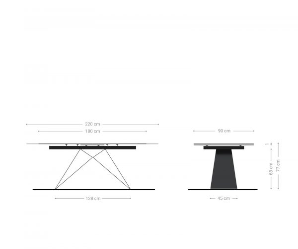 Jídelní stůl Edge 180-220x90cm Laminam® keramika šedá podnož ve tvaru "V"černá - Image 7