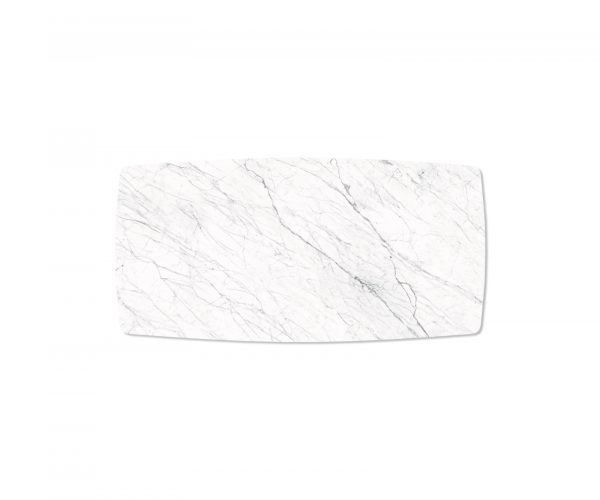 Jídelní stůl Edge zaoblená 200x100cm Laminam® keramika bílá podnož ve tvaru "V" černá - Image 4