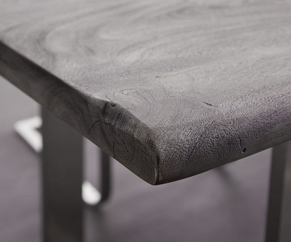 Jídelní stůl Edge 220x100cm XL akácie platina nerezová ocel úzká - Image 5