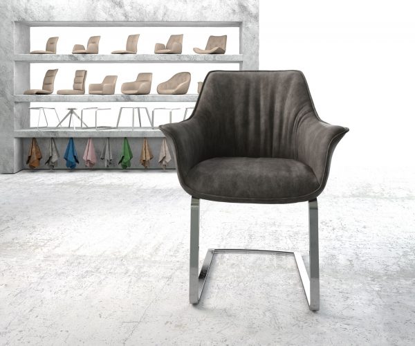 Jídelní židle Keila-Flex s područkami Antracit Vintage Cantilever Flat Chromovaná - Image 2