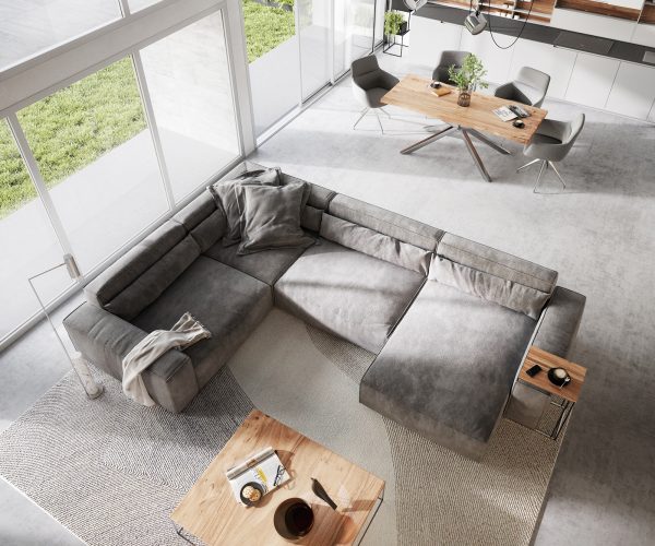 Pohovka ve tvaru "U" Sirpio XL 360x260 cm mikrovlákno taupe variabilní lenoška - Image 5
