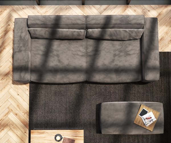 Velká pohovka Sirpio XL 270x125 cm mikrovlákno khaki hnědá s podnožkou - Image 8