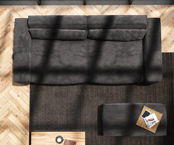 Velká pohovka Sirpio XL 270x125 cm mikrovlákno černá s podnožkou - Image 8