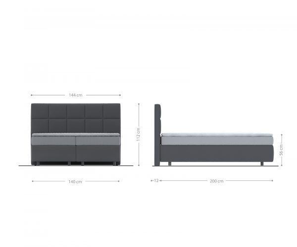 Boxspring postel Dream-Fine 140x200 cm mikrovlákno béžová s matrací a topperem - Image 5