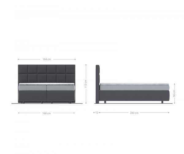 Boxspring postel Dream-Fine 160x200 cm mikrovlákno černá s matrací a topperem - Image 5